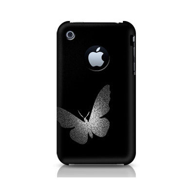 Coque Iphone noire paillet� papillon [MODELABS]