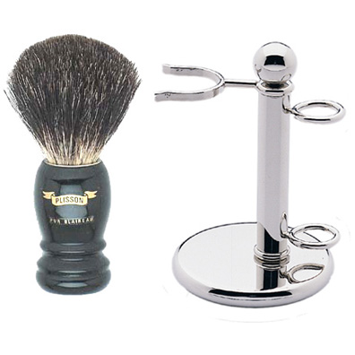 Blaireau Plisson monture haute noir et serviteur