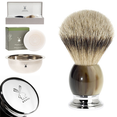 Blaireau en corne de buffle (marron~beige~ambre)