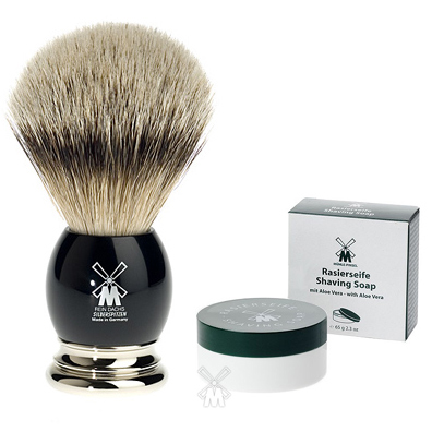 Blaireau haut de gamme [93K44] + savon RS2