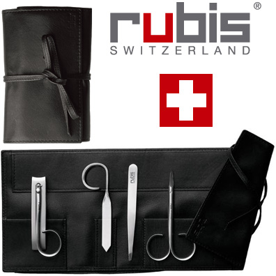 Trousse manucure Rubis cuir noir 4 instruments